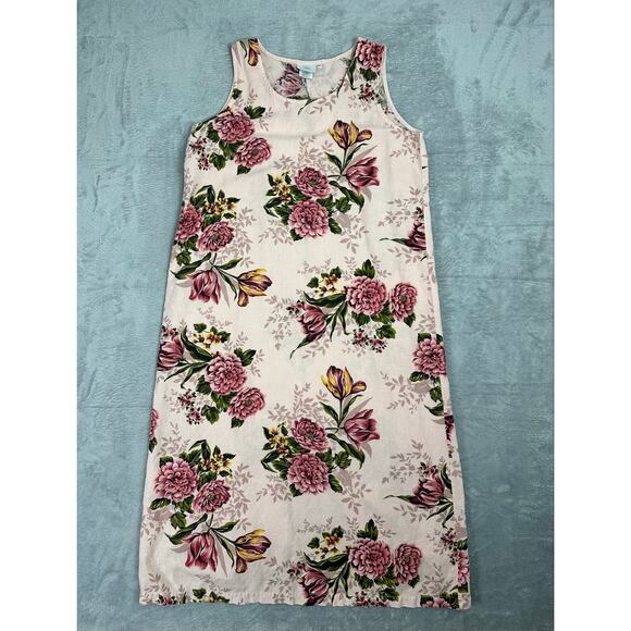Hot Cotton by Marc Ware Dresses & Skirts - Vintage 90s Hot Cotton Marc Ware Pink Floral Maxi Dress XL Linen Cotton Blend